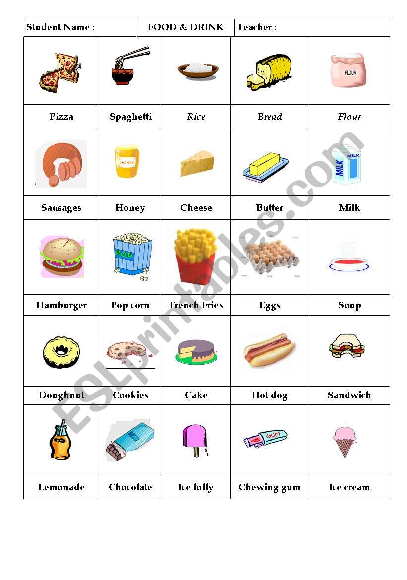 Food   worksheet