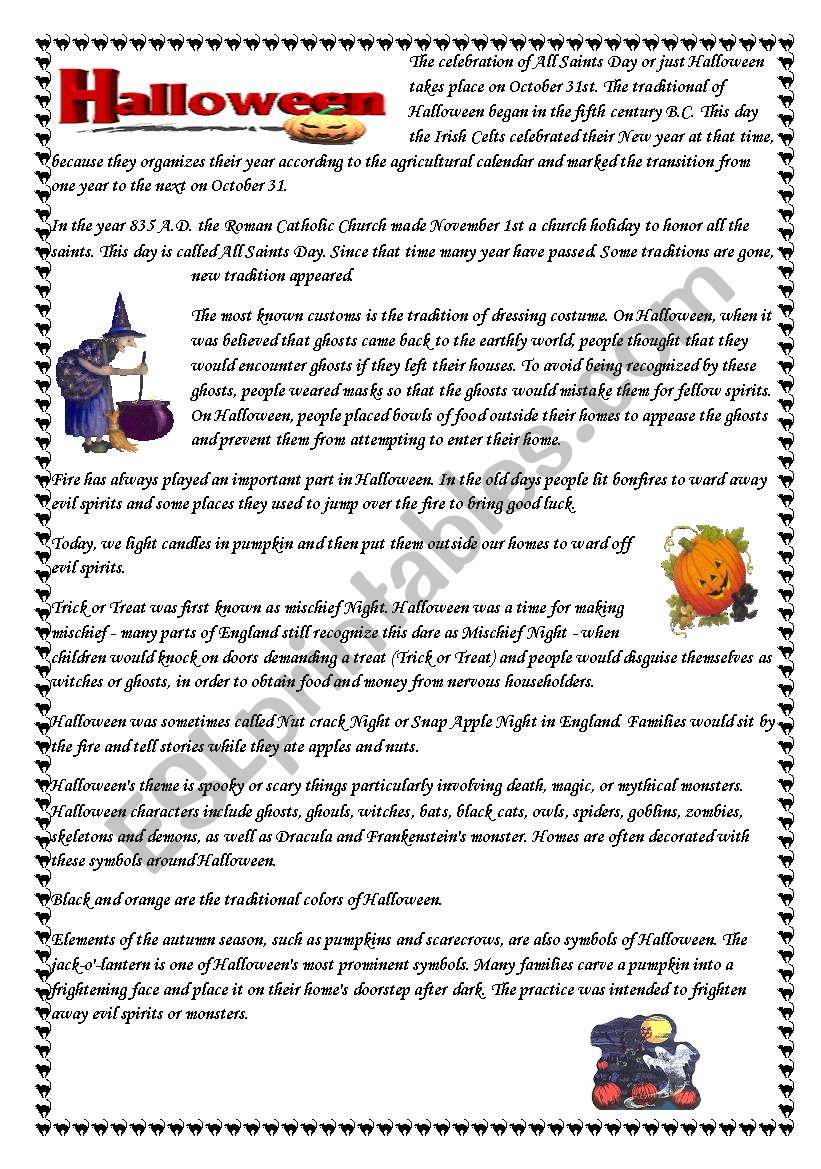 Halloween worksheet