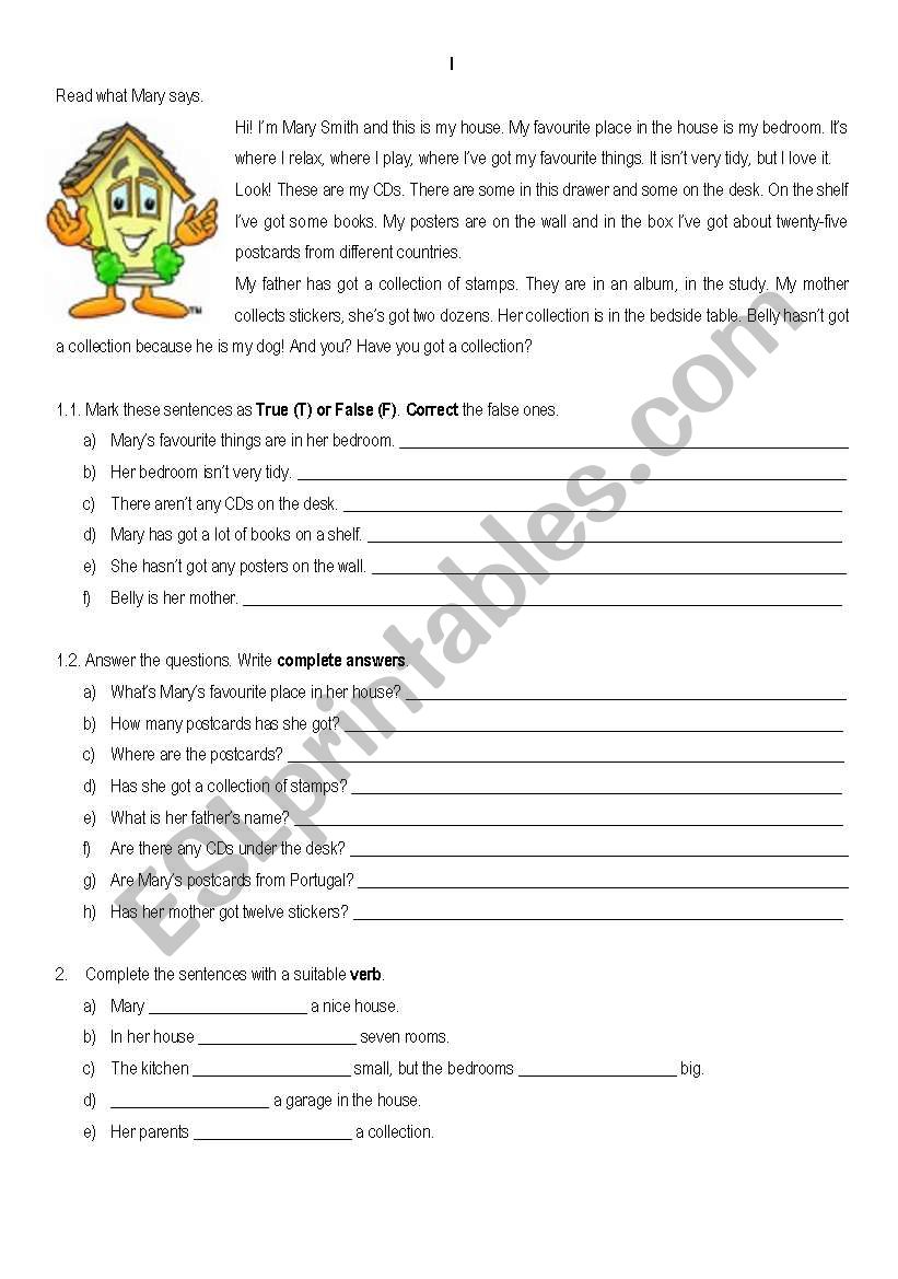 Reading comprehension test worksheet