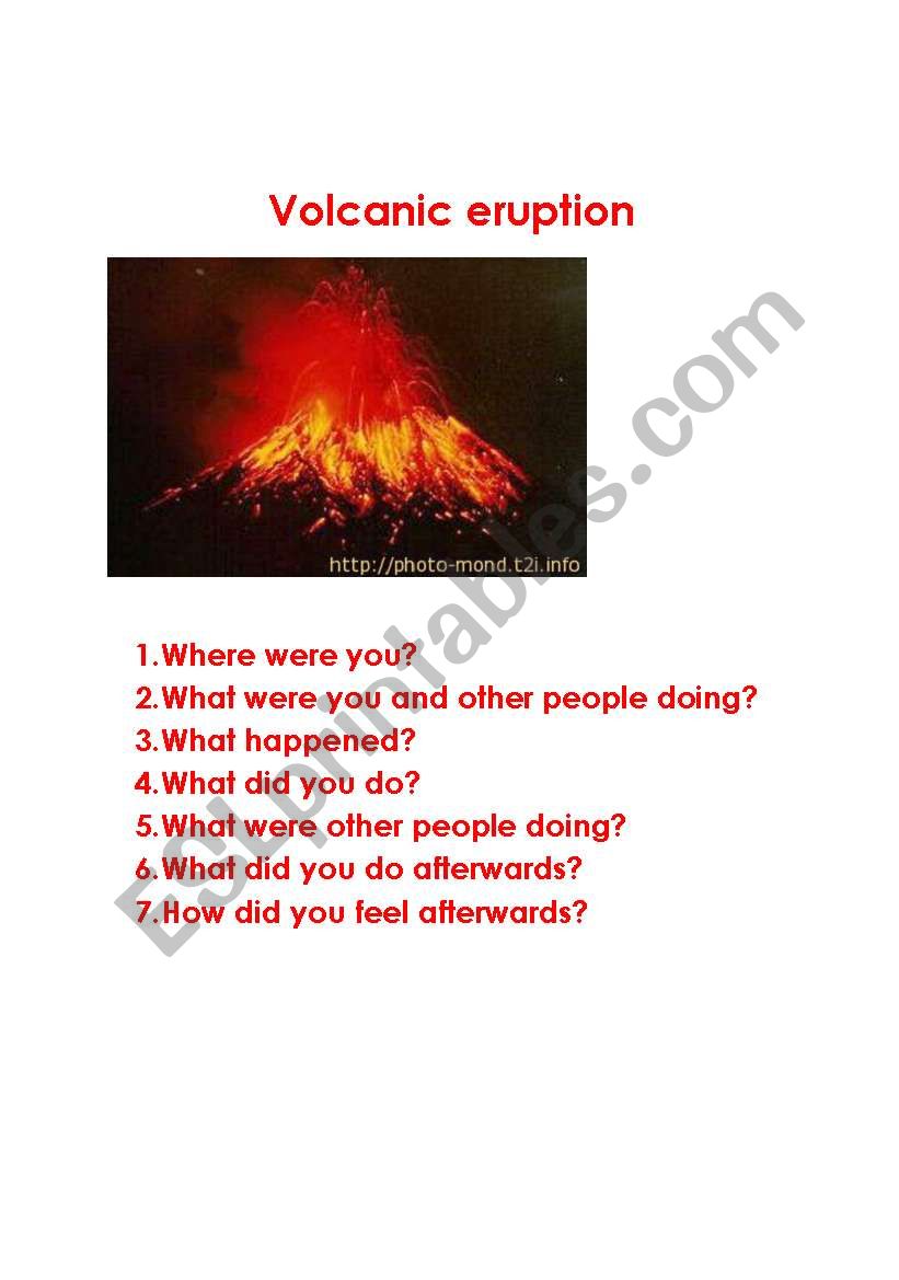 Volcanic eruption worksheet