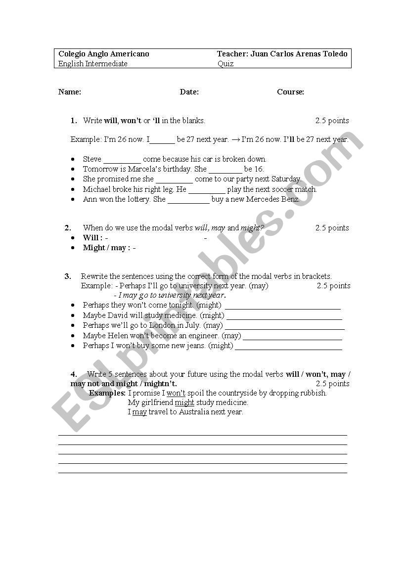 Quiz worksheet