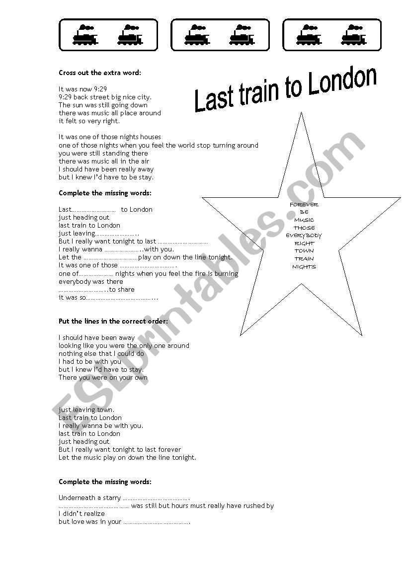 Last Train to London worksheet