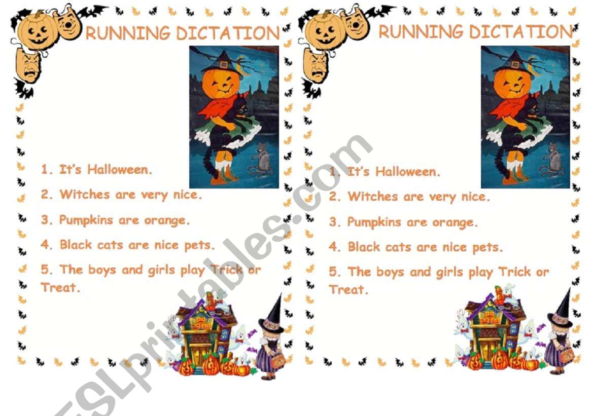 Running Dictation worksheet