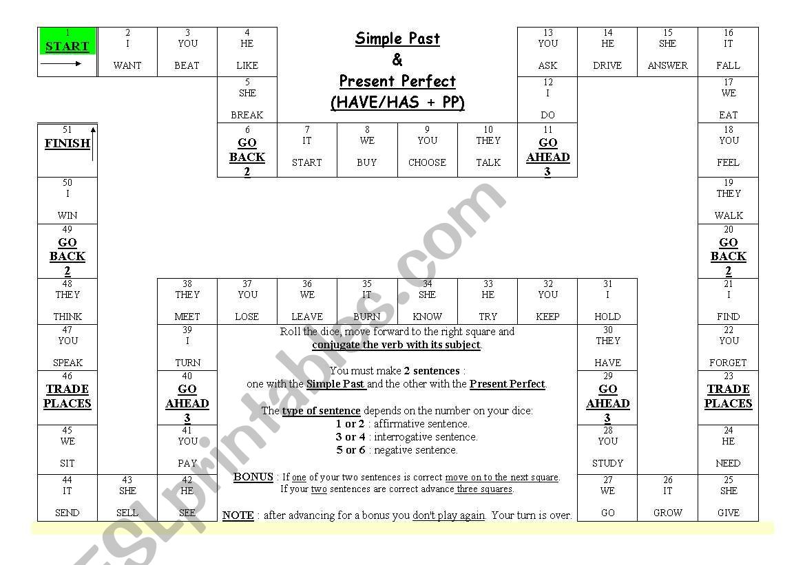 Simple Past X Present Perfect Game