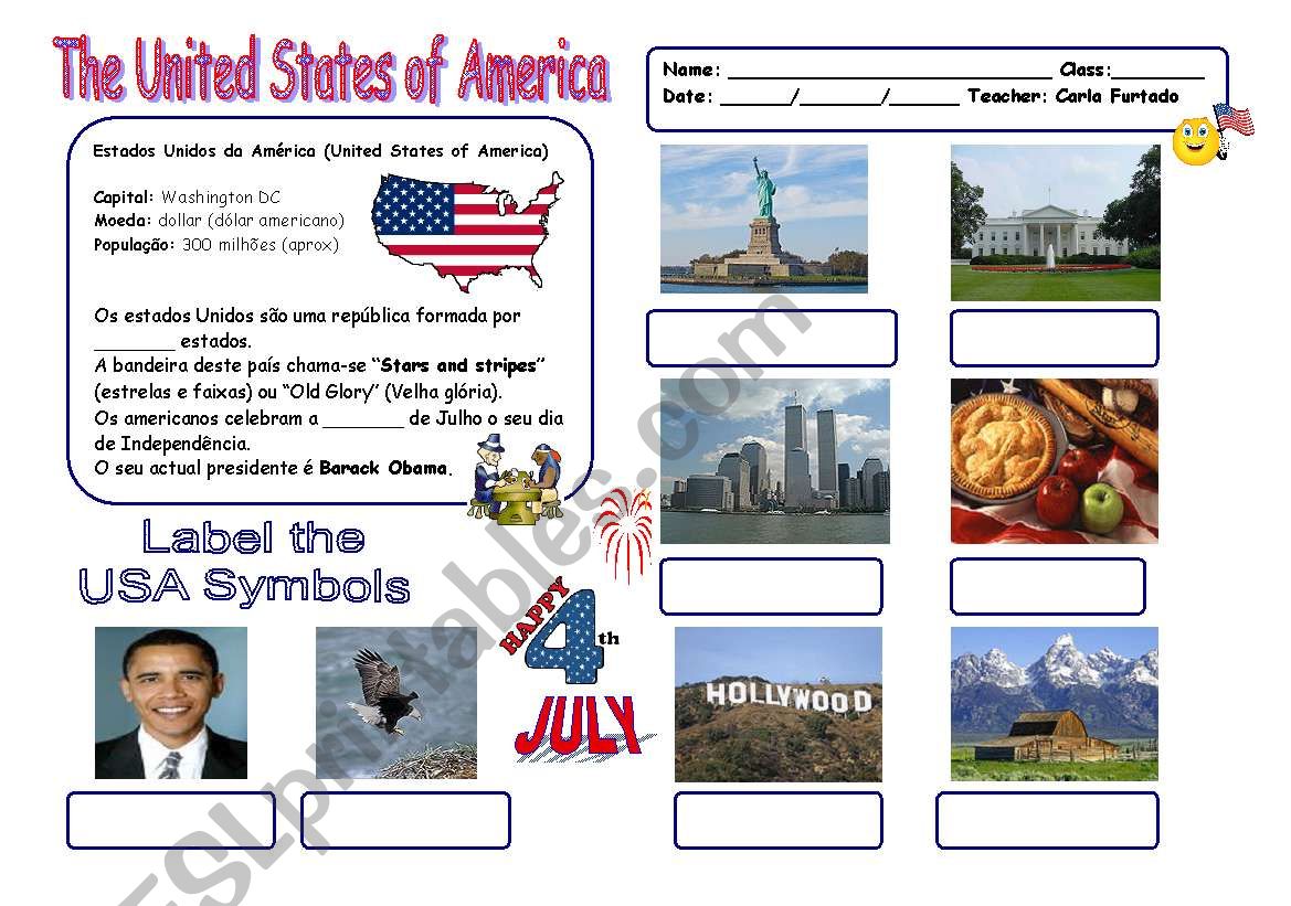 USA culture worksheet
