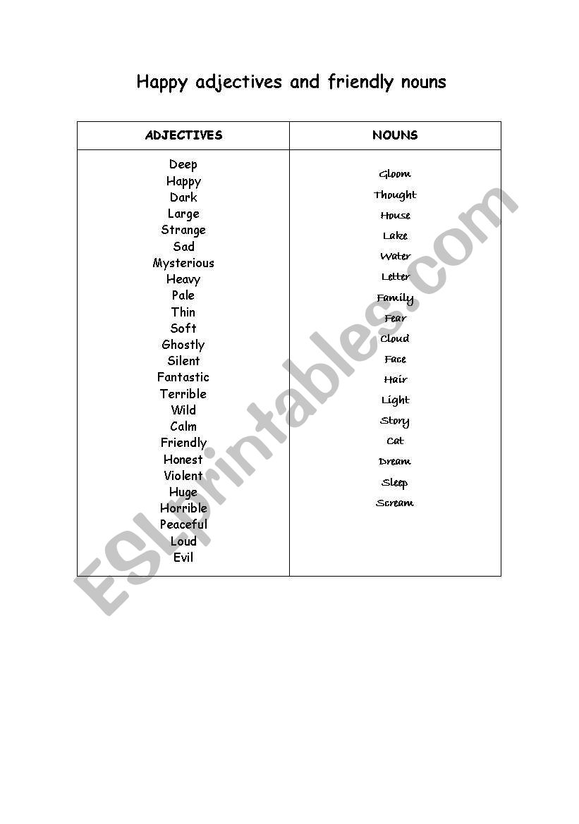 Happy adjectives and friendly nouns