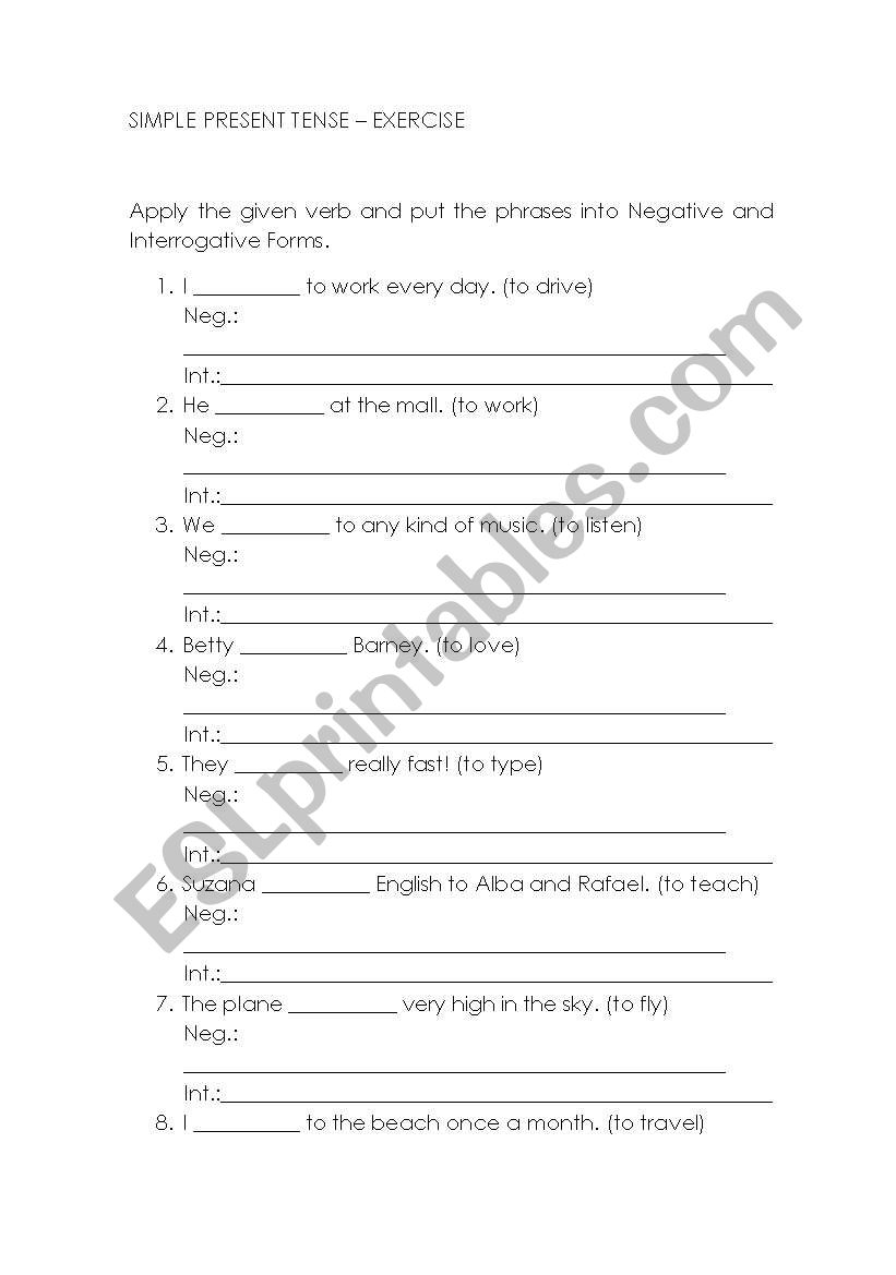 Simple Present - Affirmative/Negative/Interrogative Forms