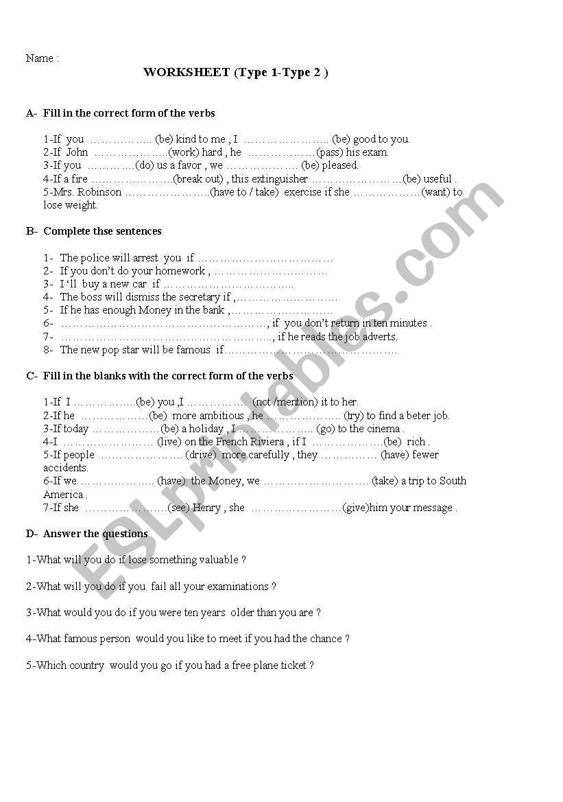 conditionals worksheet