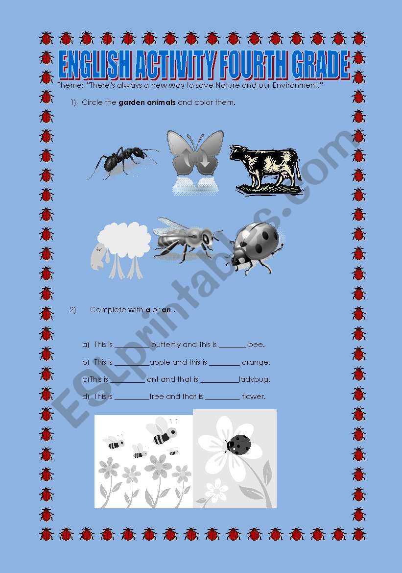 English Activity fourth grade worksheet