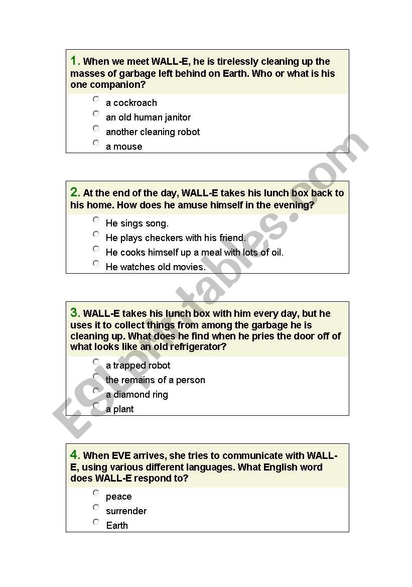 Wall-e worksheet