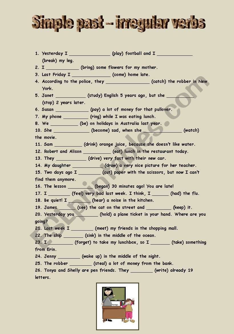 Simple Past - irregular verbs worksheet