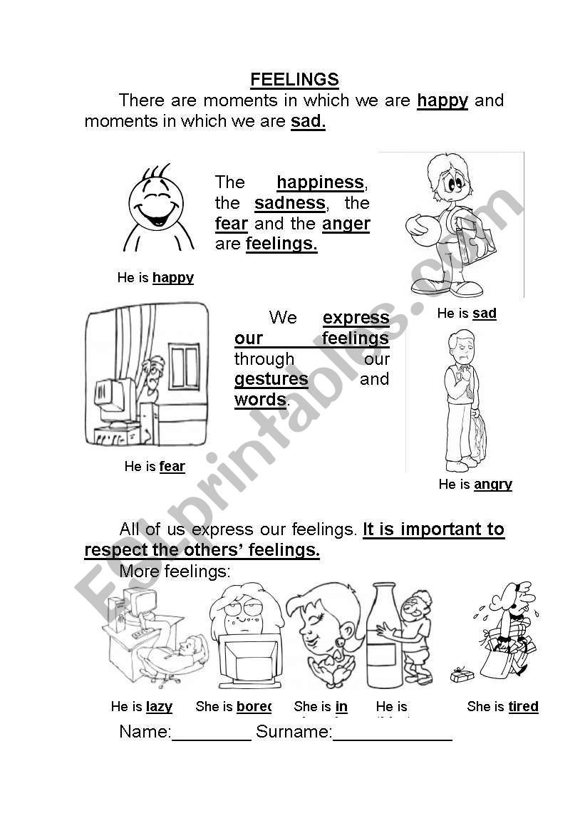 Feelings worksheet