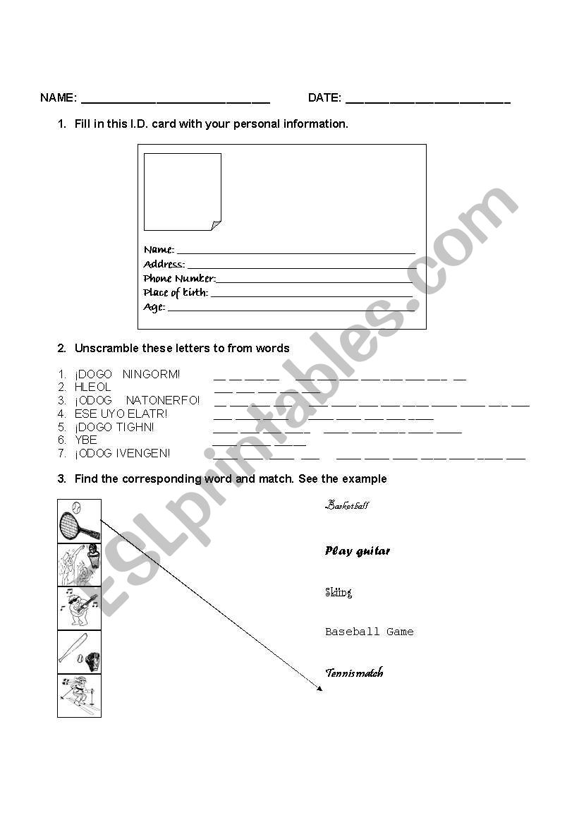 Presentation worksheet