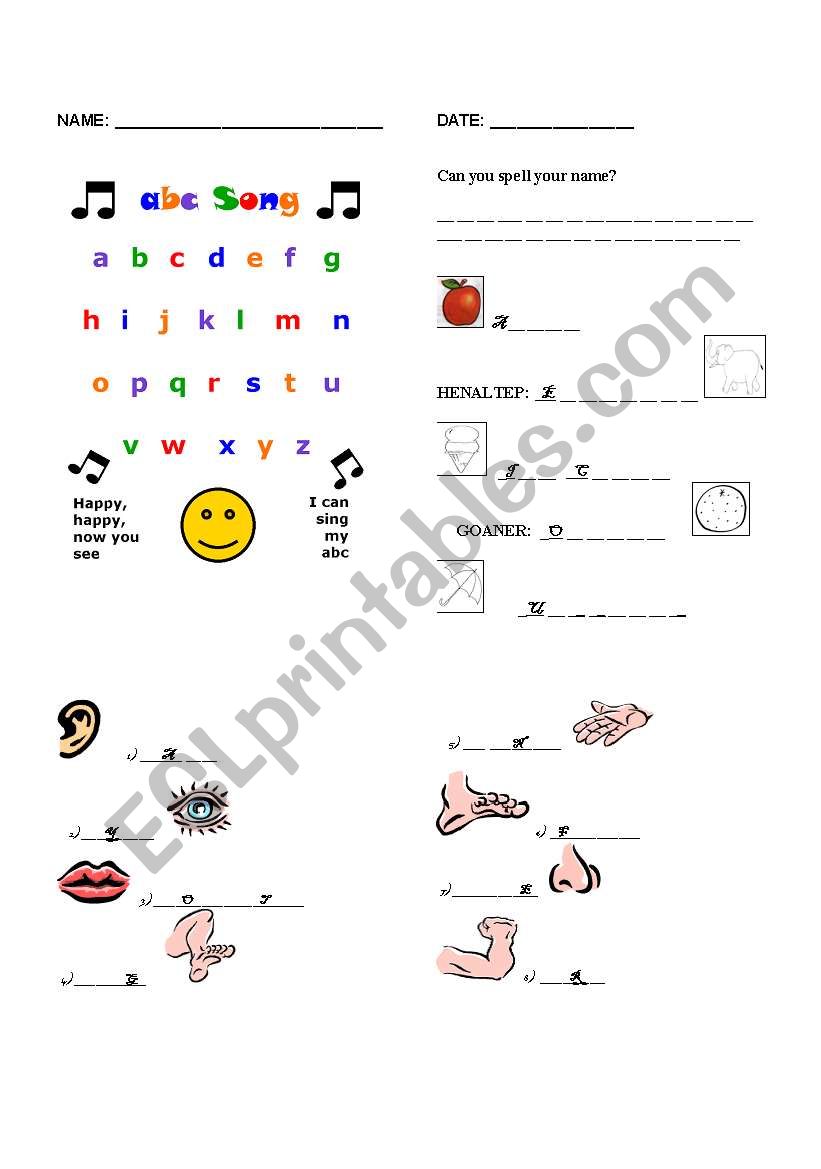 ABC SPELLING worksheet