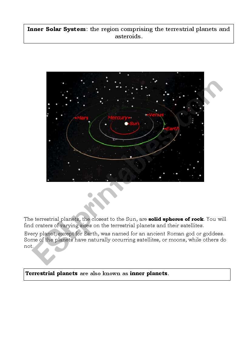 CLIL lesson on Inner Solar System
