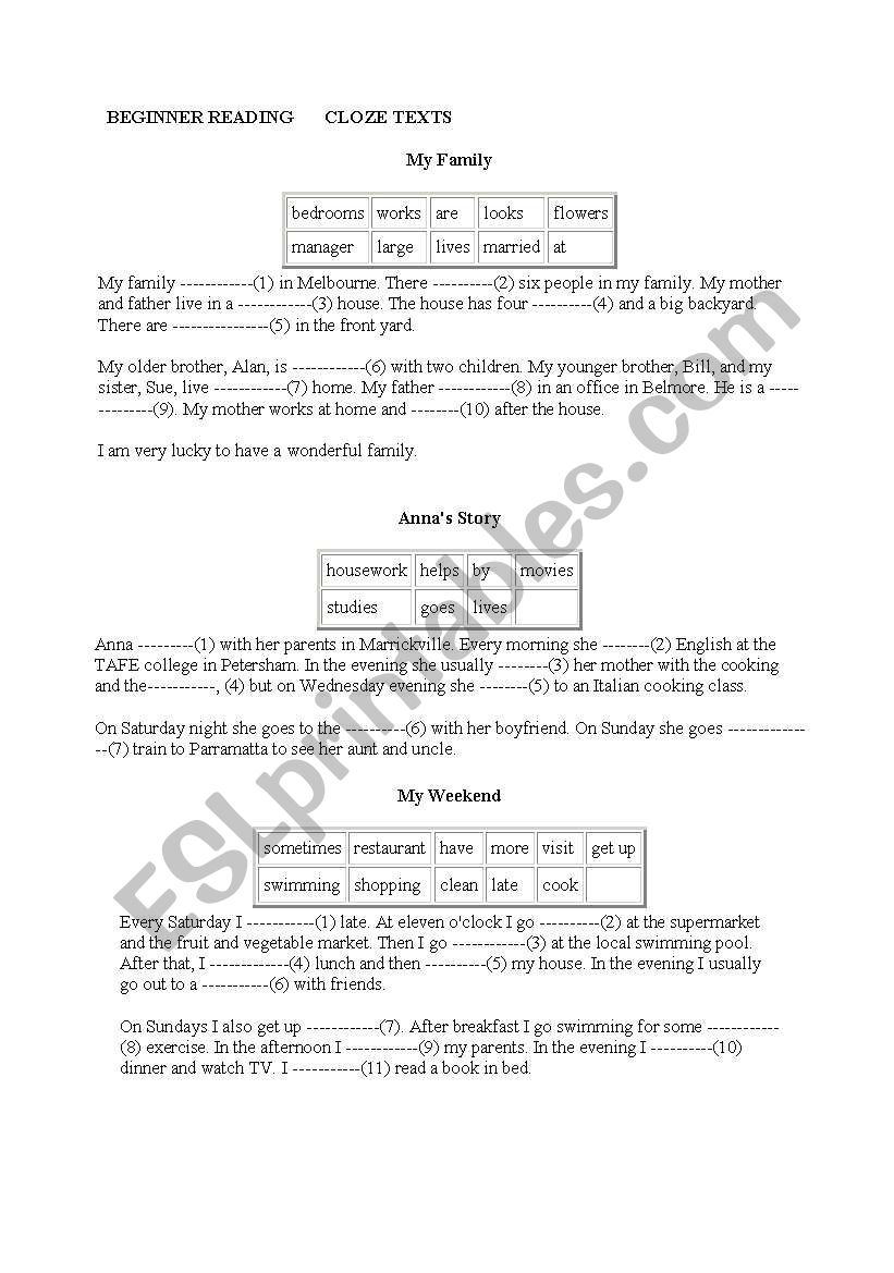 beginner reading worksheet