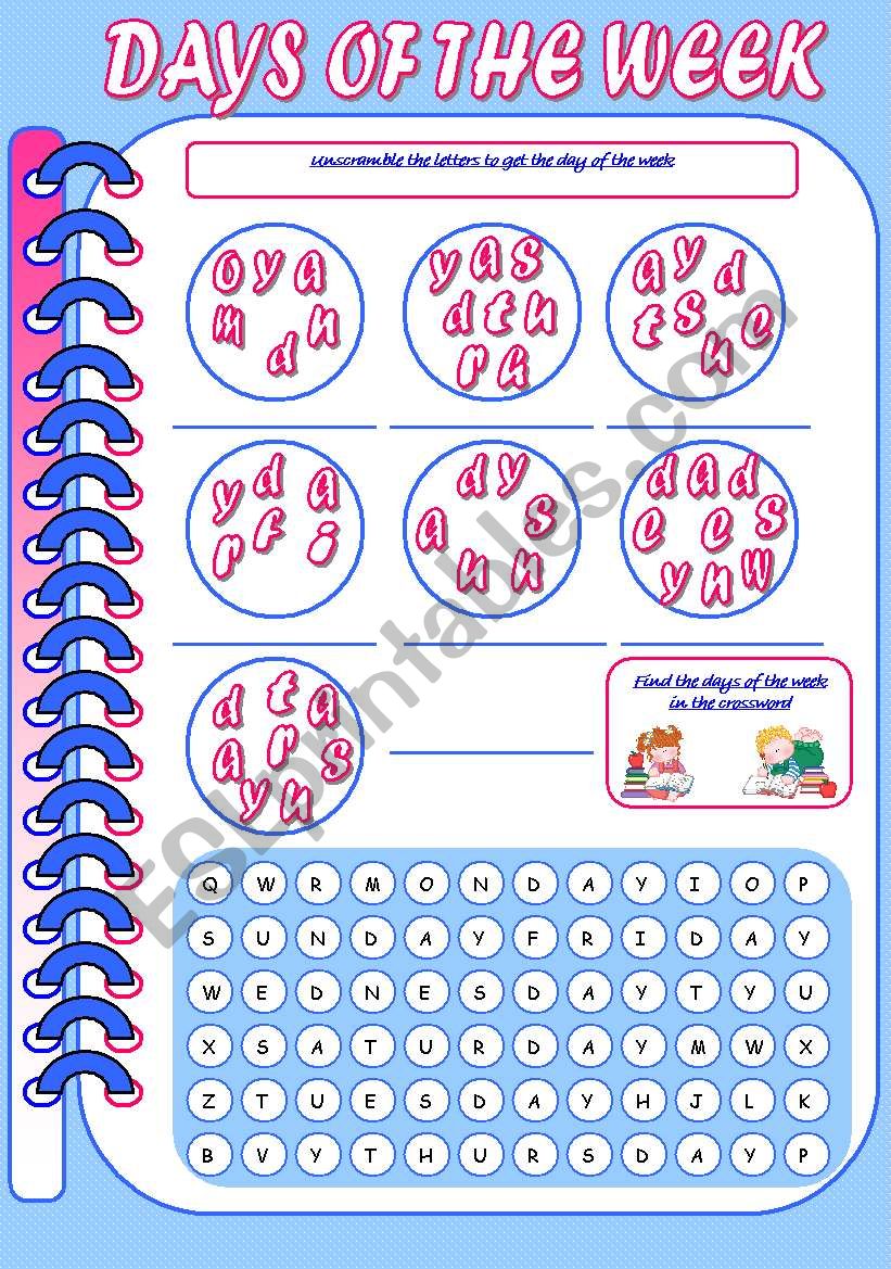 DAYS OF THE WEEK worksheet