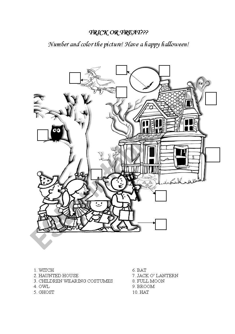 Trick or Treat activity worksheet