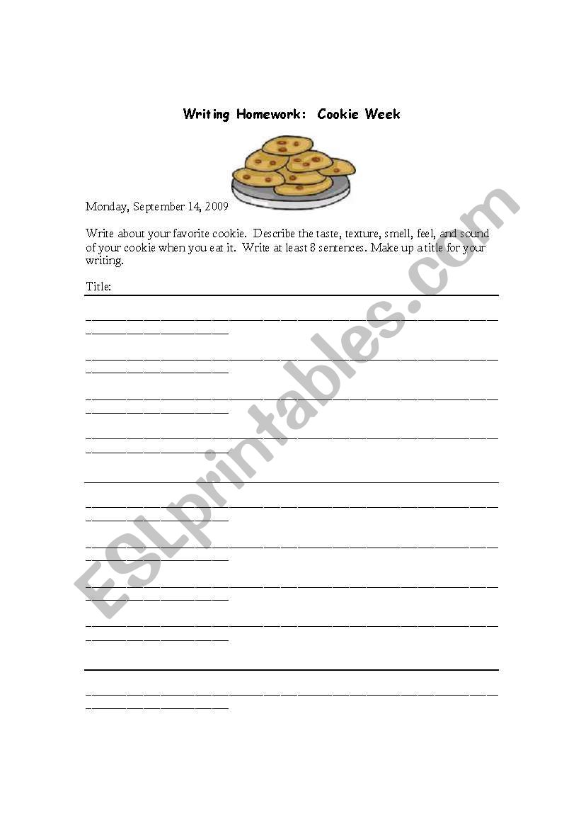 Writing Prompts about Cookies worksheet