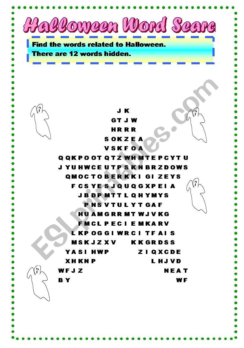 halloween word search worksheet