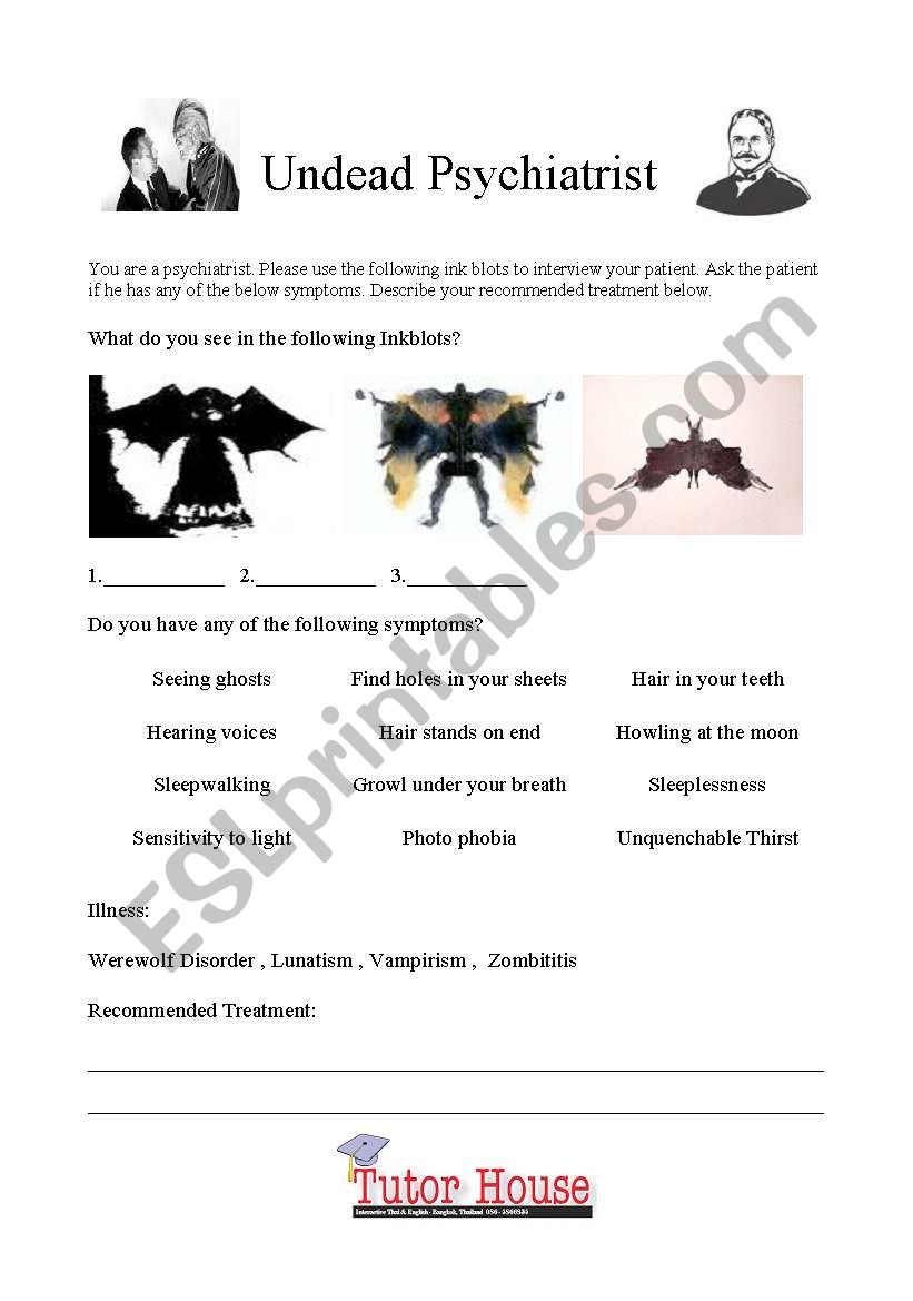 UNDEAD PSYCHIATRIST worksheet