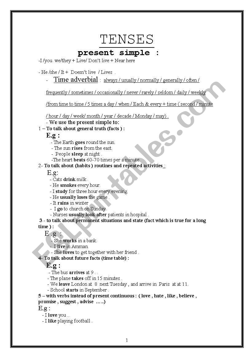 GRAMMAR worksheet