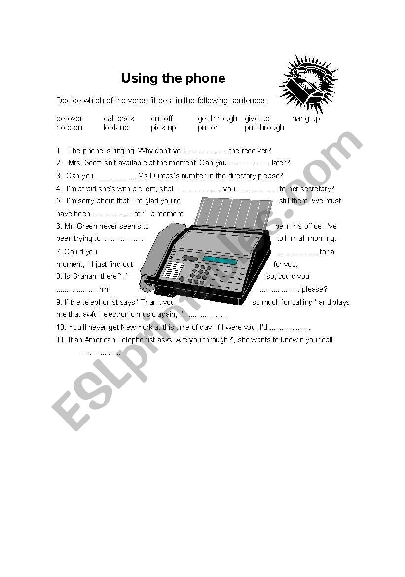 Using the telephone worksheet