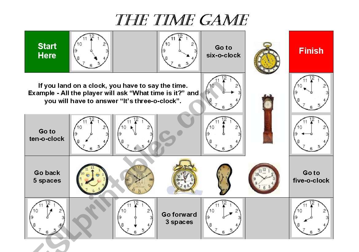 Time Board Game worksheet