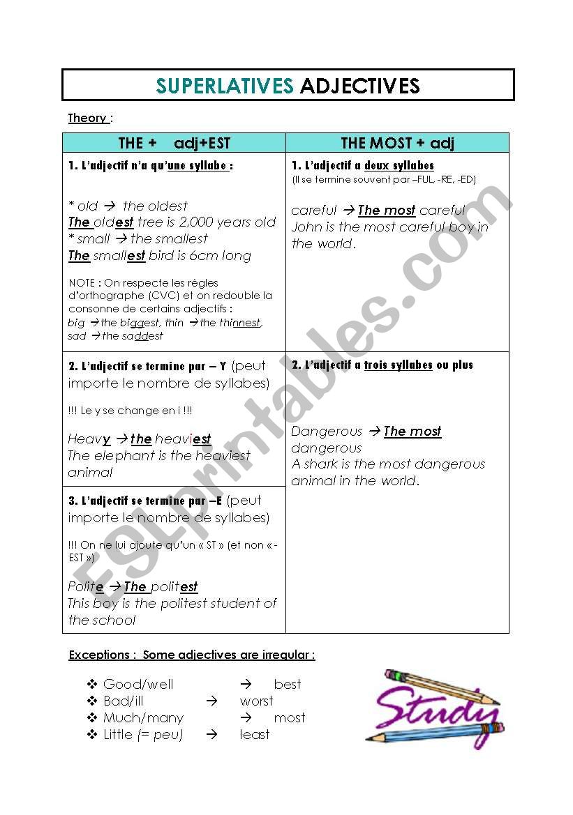 Superlatives adjectives THEORy