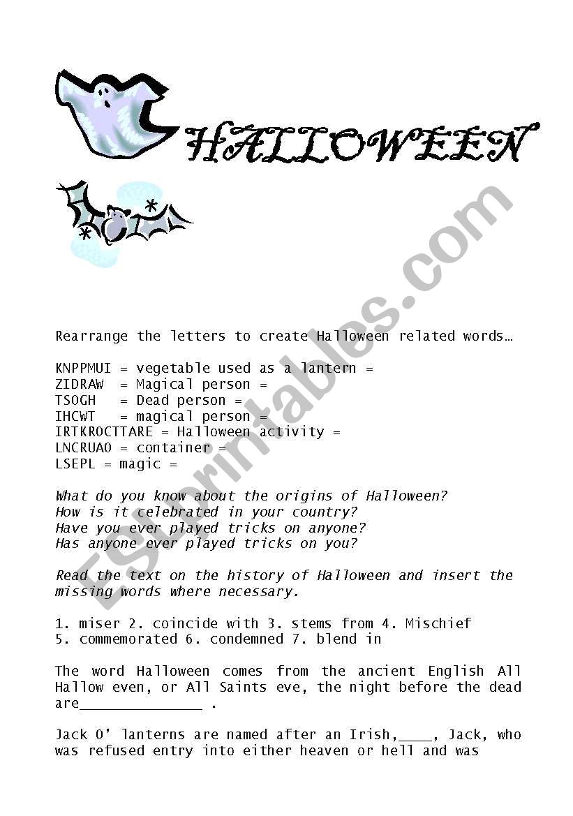 Halloween worksheet