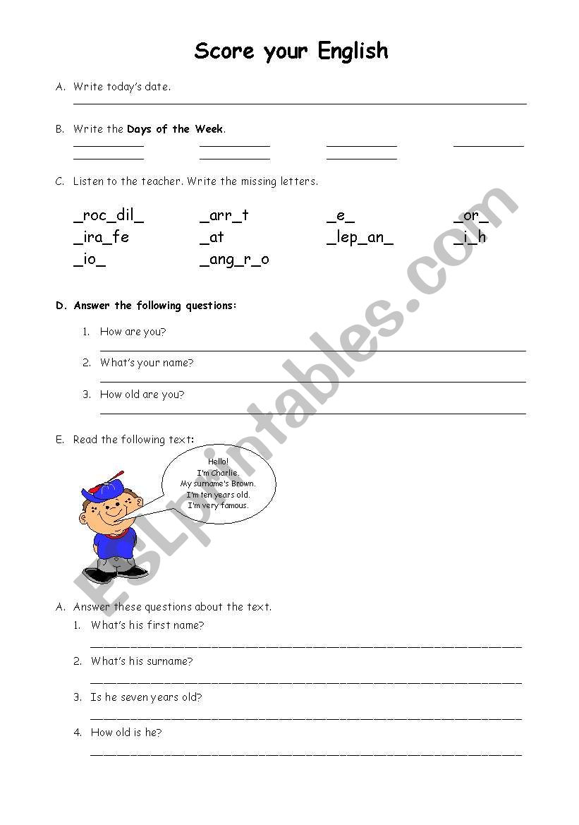 Introductions worksheet