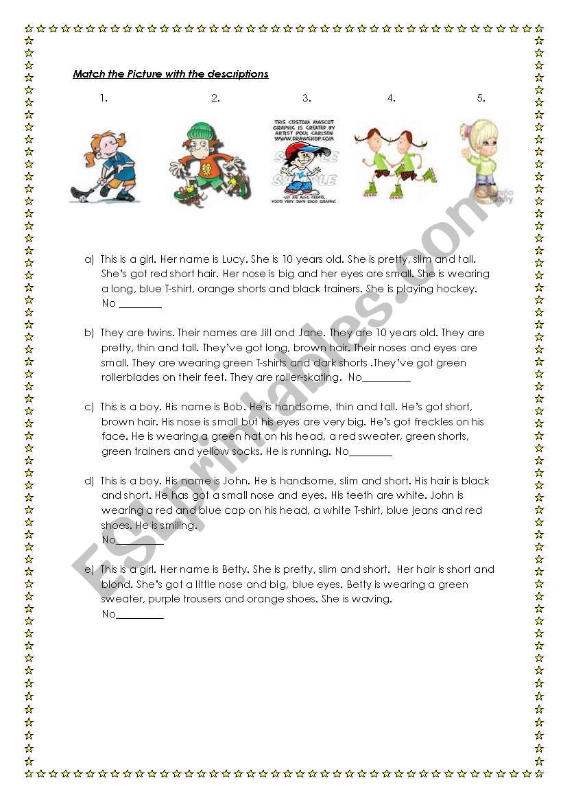 Describing  people worksheet