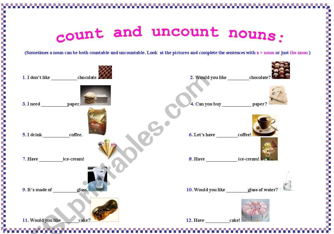 Countable and uncountable nouns