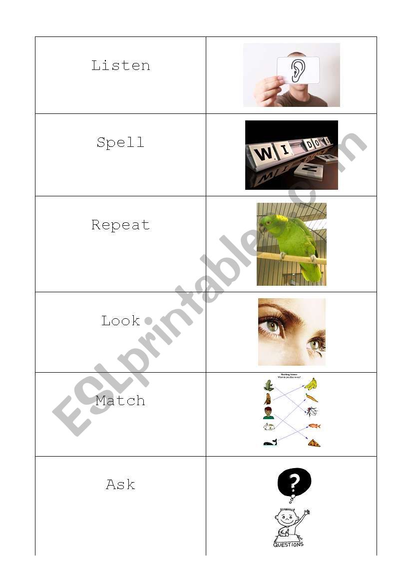 Class key words worksheet