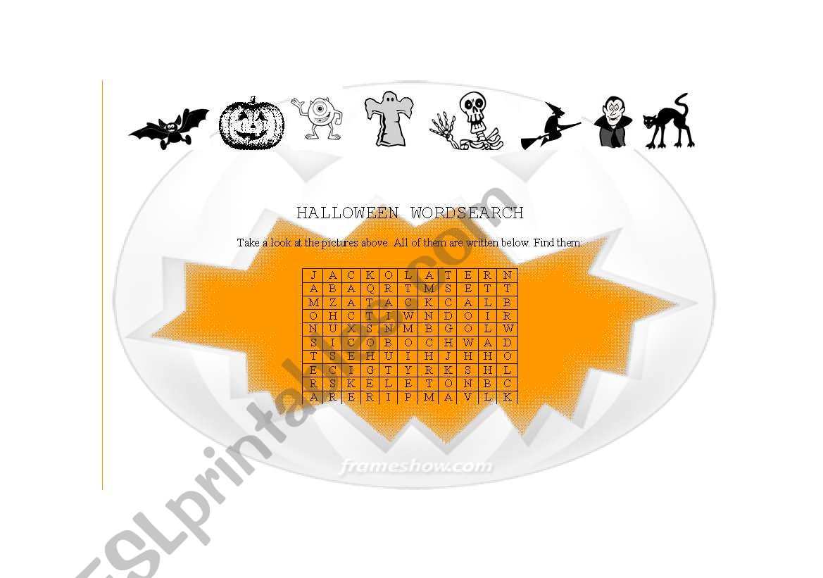 Halloween Wordsearch worksheet