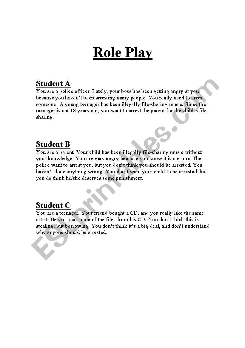 Illegal Downloading Role-Play worksheet