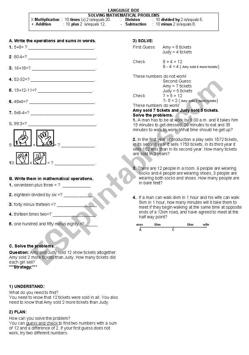 Solving Maths Problems worksheet