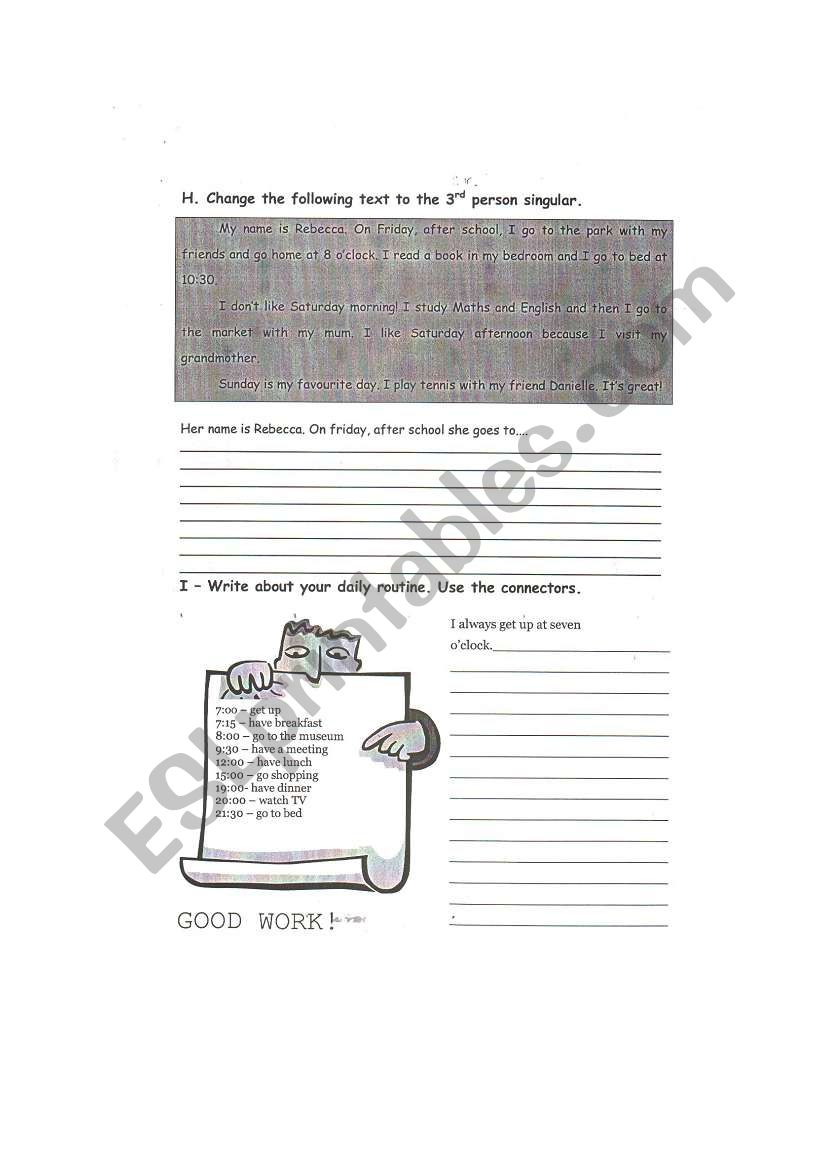 daily routine worksheet