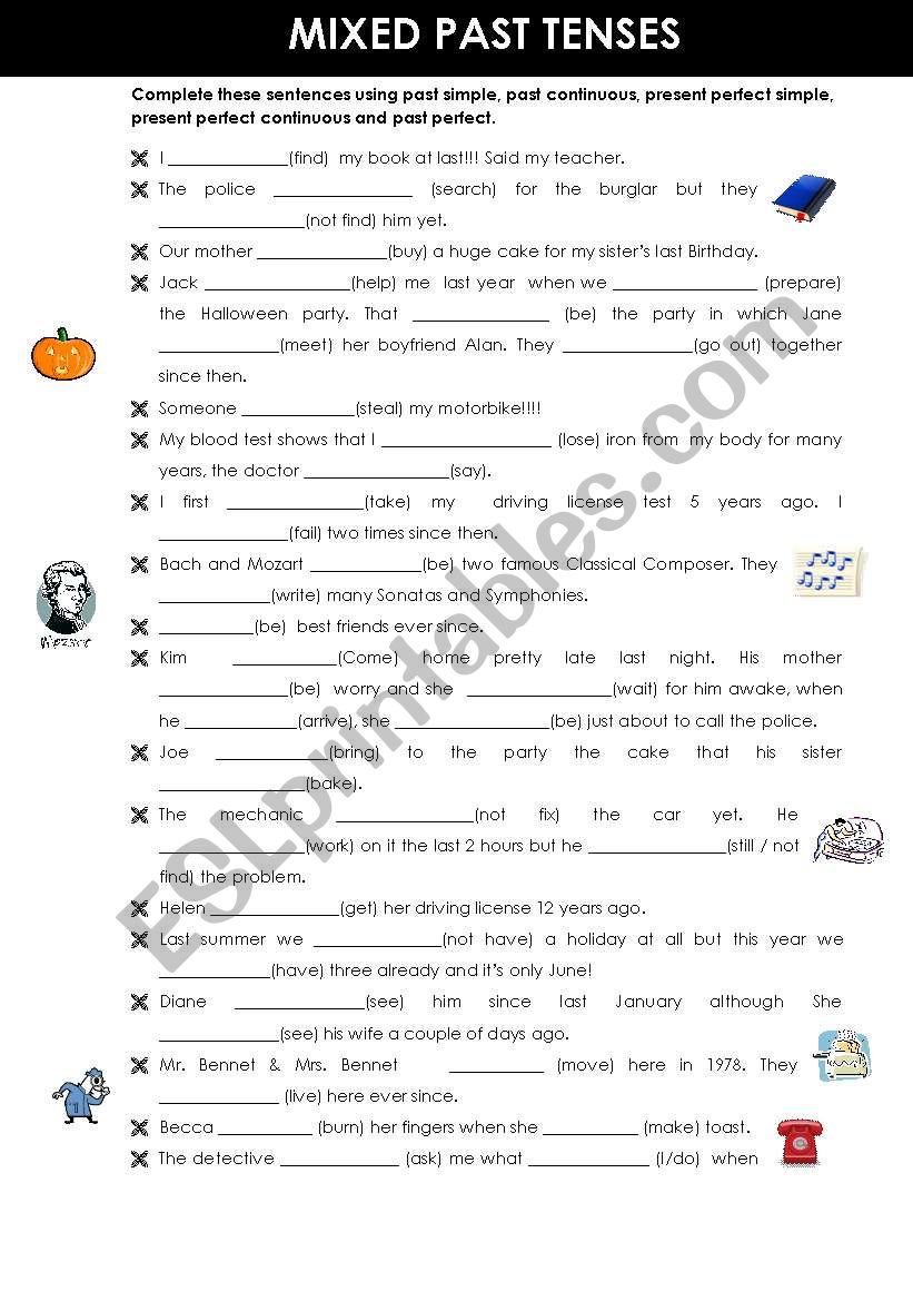 past tenses review (past simple/cont, present perfect simple/continuous)