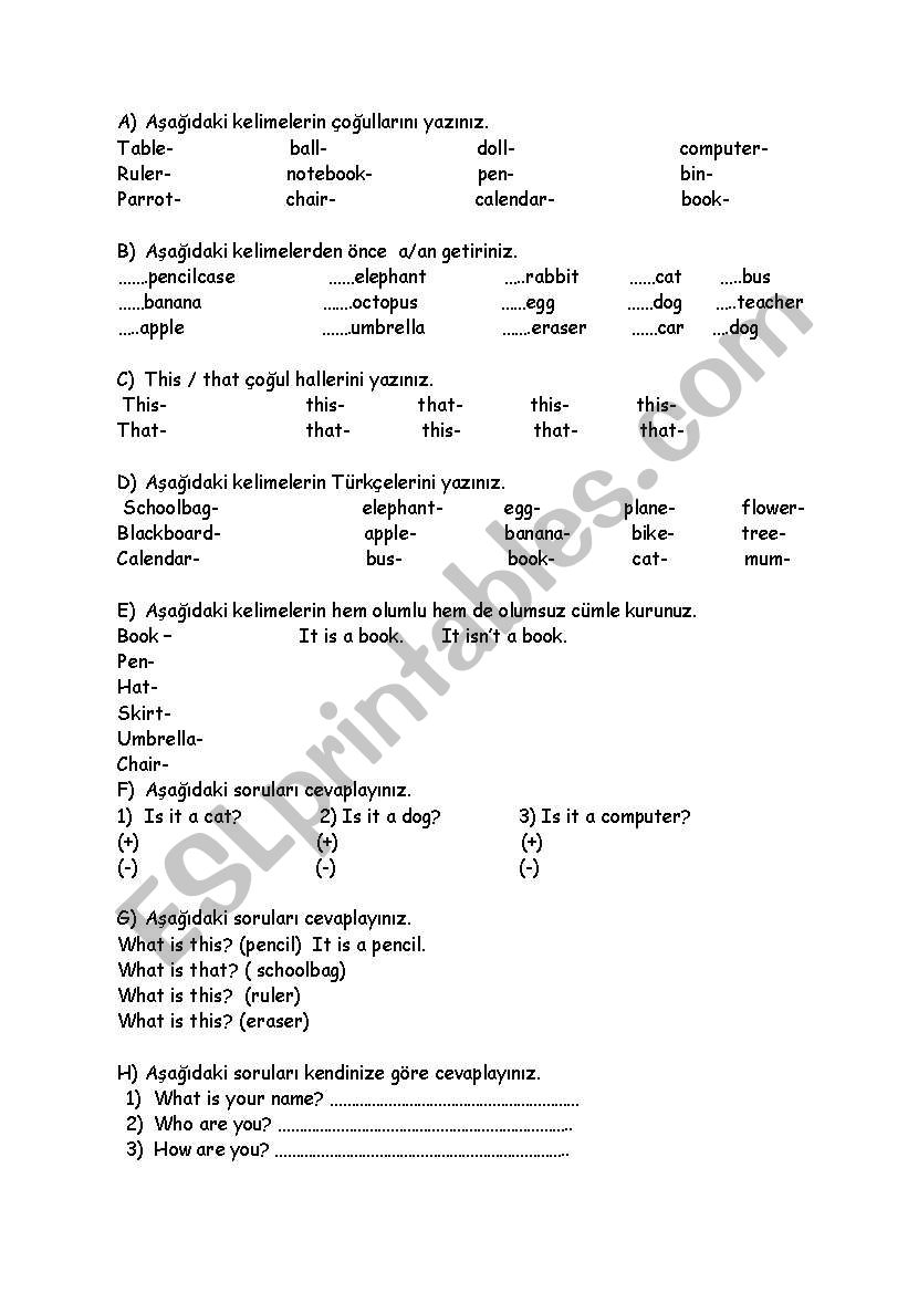 worksheet for 4 th classes worksheet