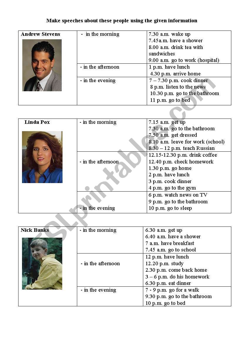 Talking about Daily Routine 1 worksheet