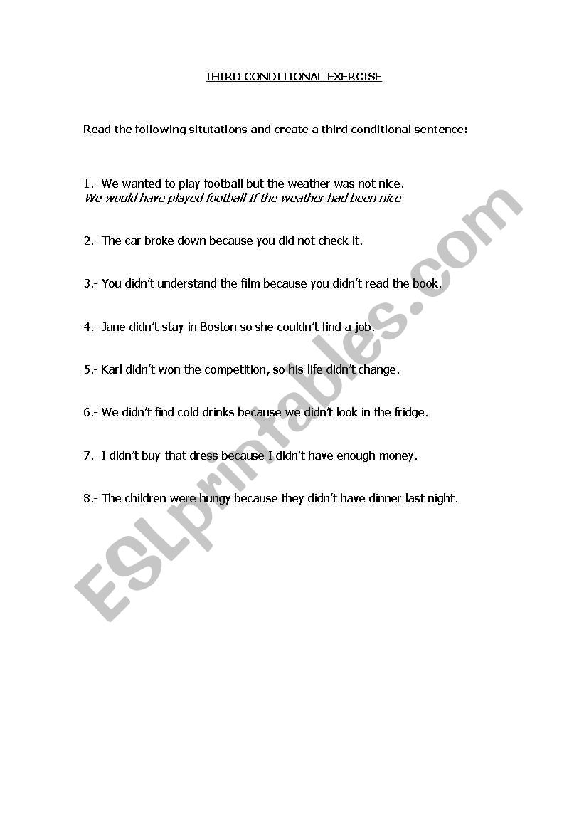 third conditional exercise worksheet