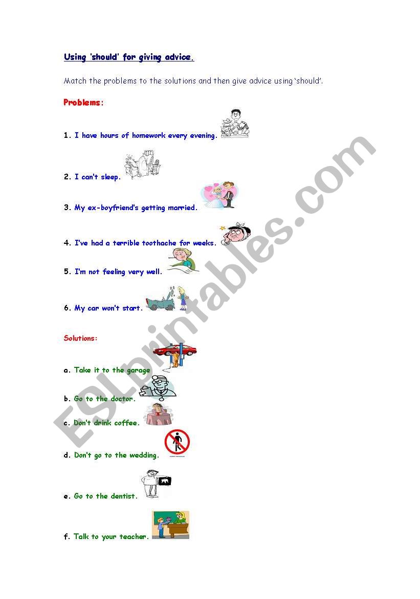 Using Â´shouldÂ´ for giving advice.