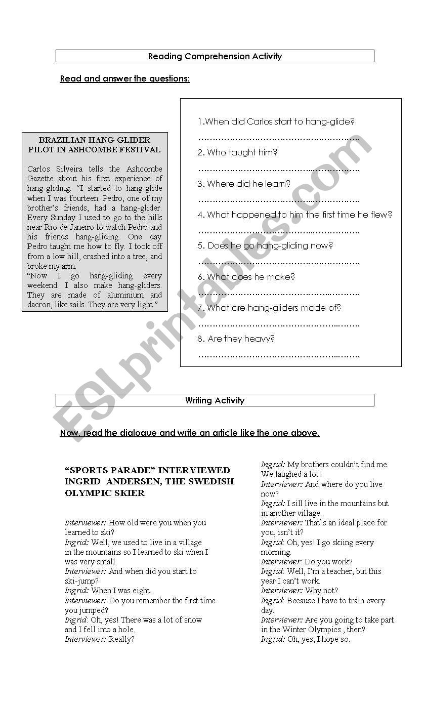 Reading & Writing worksheet