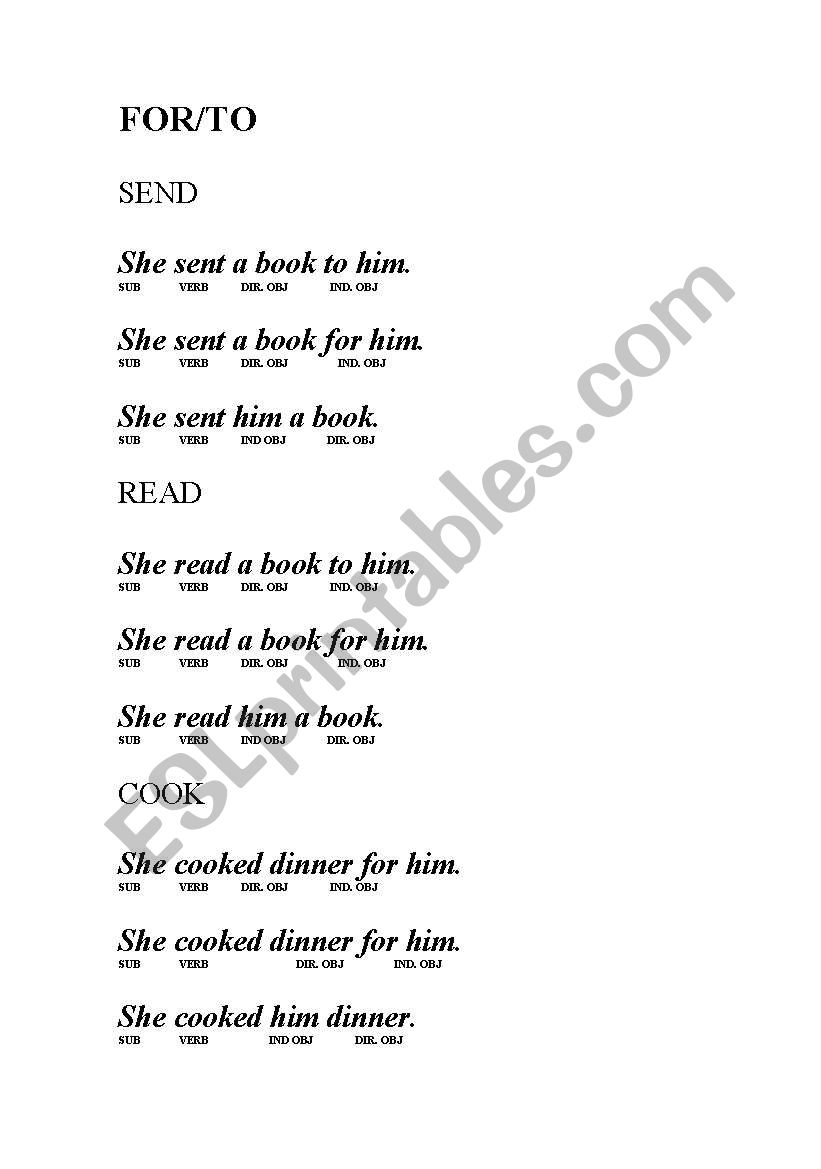 FOR or TO worksheet