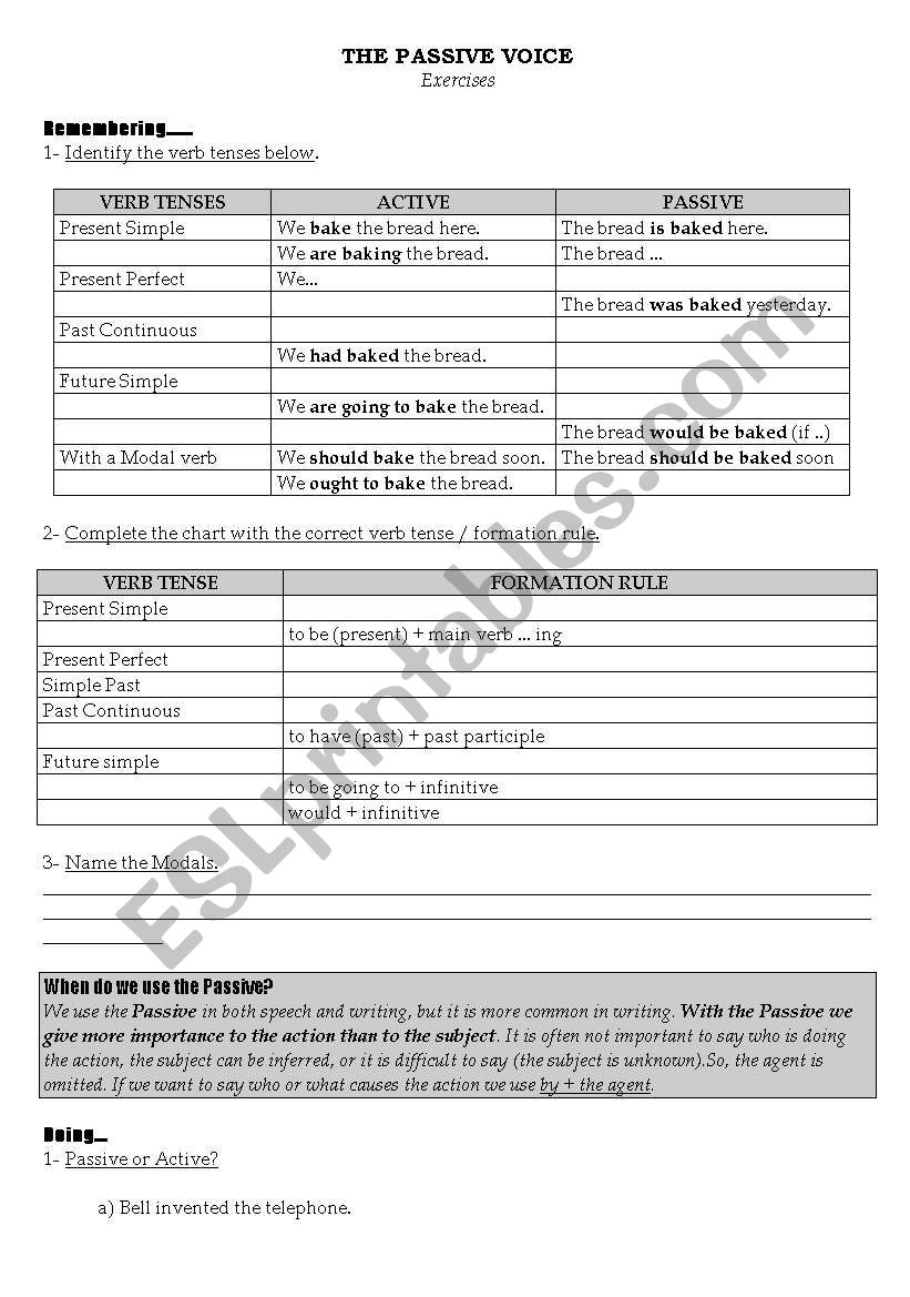 Passive Voice worksheet