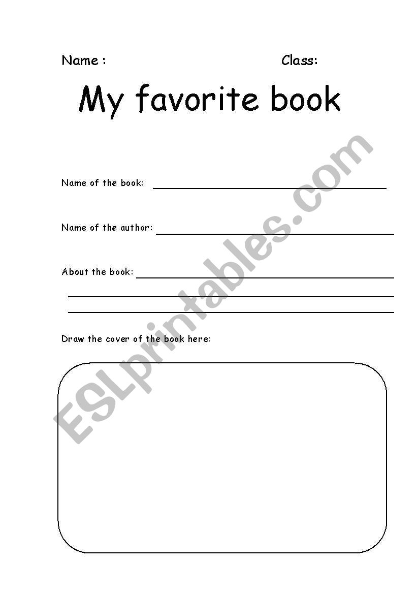 My favorite book worksheet