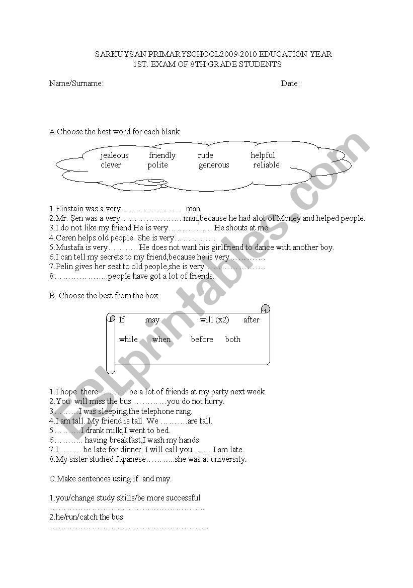 WRITTEN  EXAM worksheet