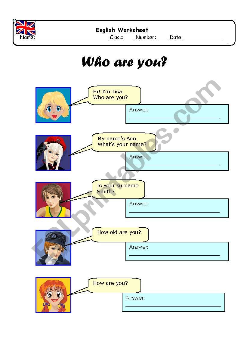 Who are you? worksheet