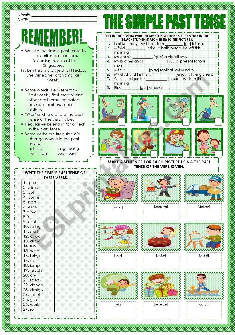 THE SIMPLE PAST TENSE worksheet